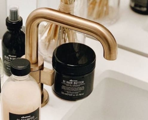 Davines product range on a sink